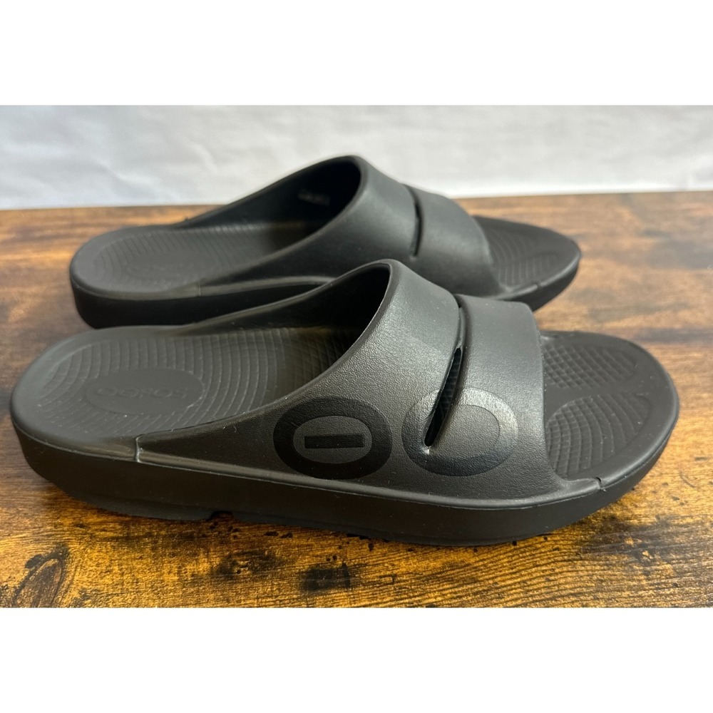 OOFOS OOahh Recovery Slides Matte Black Slip On Sandals Women's 9 Men's 7 EU 40 - Picture 3 of 12